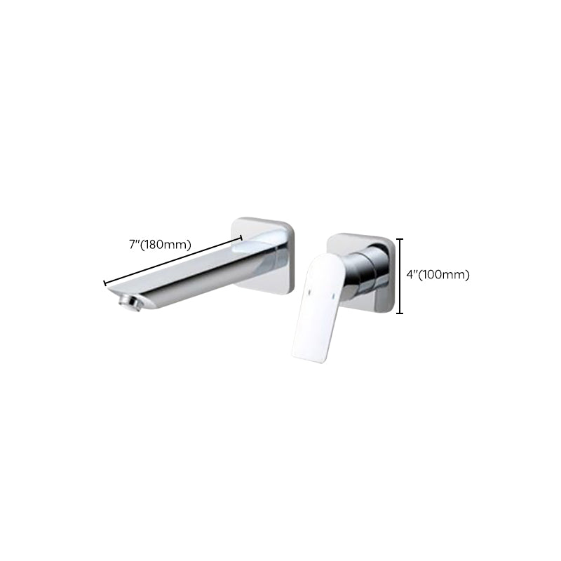 Modern Bathtub Faucet Copper Fixed Lever Handle Wall Mounted Bathroom Faucet Clearhalo 'Bathroom Remodel & Bathroom Fixtures' 'Bathtub Faucets' 'bathtub_faucets' 'Home Improvement' 'home_improvement' 'home_improvement_bathtub_faucets' 7111870