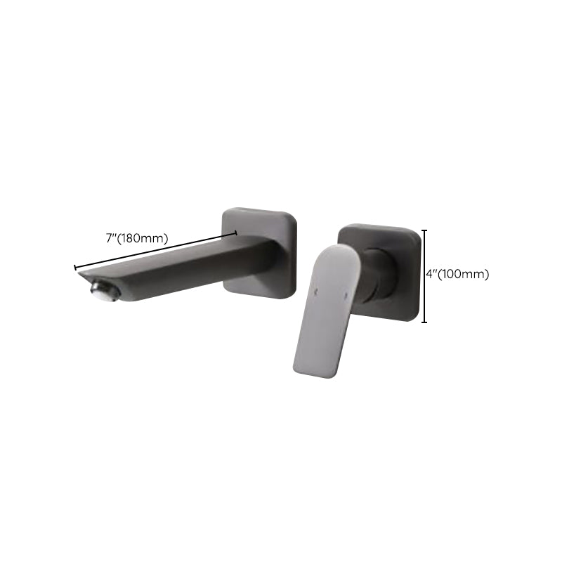 Modern Bathtub Faucet Copper Fixed Lever Handle Wall Mounted Bathroom Faucet Clearhalo 'Bathroom Remodel & Bathroom Fixtures' 'Bathtub Faucets' 'bathtub_faucets' 'Home Improvement' 'home_improvement' 'home_improvement_bathtub_faucets' 7111872