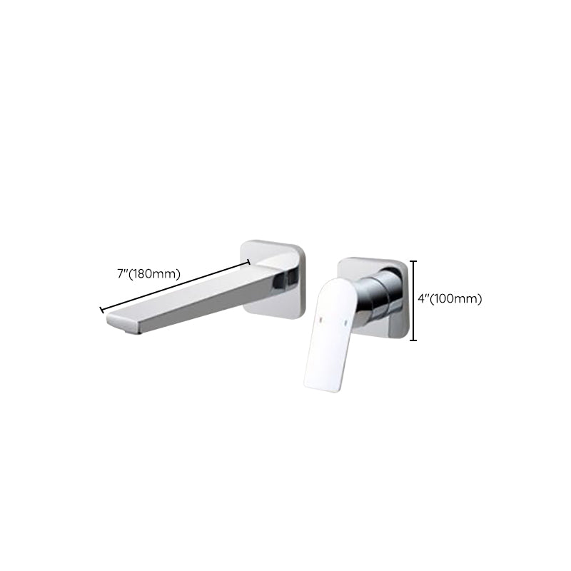 Modern Bathtub Faucet Copper Fixed Lever Handle Wall Mounted Bathroom Faucet Clearhalo 'Bathroom Remodel & Bathroom Fixtures' 'Bathtub Faucets' 'bathtub_faucets' 'Home Improvement' 'home_improvement' 'home_improvement_bathtub_faucets' 7111873