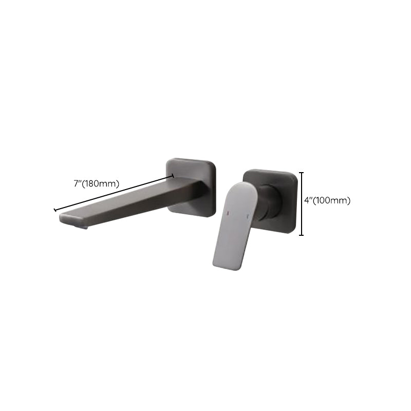 Modern Bathtub Faucet Copper Fixed Lever Handle Wall Mounted Bathroom Faucet Clearhalo 'Bathroom Remodel & Bathroom Fixtures' 'Bathtub Faucets' 'bathtub_faucets' 'Home Improvement' 'home_improvement' 'home_improvement_bathtub_faucets' 7111875