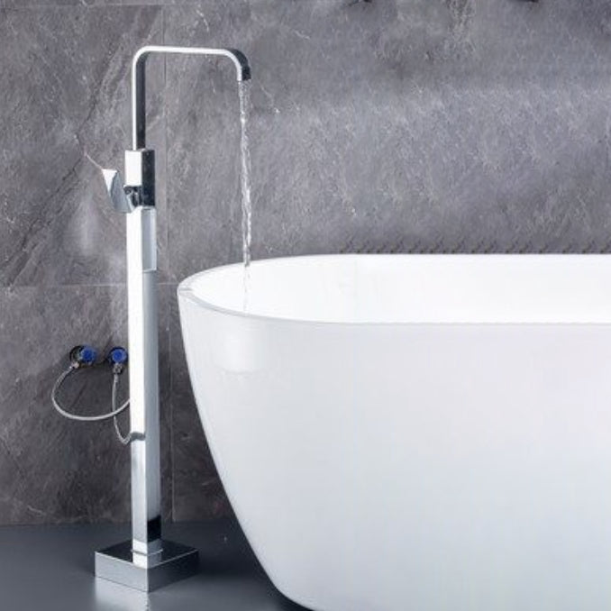 Modern Freestanding Bathtub Metal Faucet Freestanding Tub Faucet Chrome 7 Shape Hand Shower Not Included Clearhalo 'Bathroom Remodel & Bathroom Fixtures' 'Bathtub Faucets' 'bathtub_faucets' 'Home Improvement' 'home_improvement' 'home_improvement_bathtub_faucets' 7111879