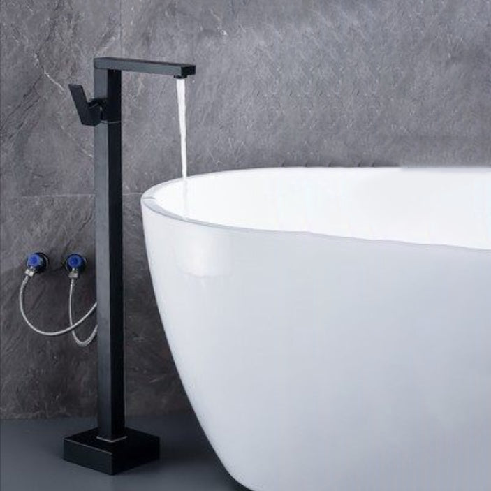 Modern Freestanding Bathtub Metal Faucet Freestanding Tub Faucet Black Low Radian Hand Shower Not Included Clearhalo 'Bathroom Remodel & Bathroom Fixtures' 'Bathtub Faucets' 'bathtub_faucets' 'Home Improvement' 'home_improvement' 'home_improvement_bathtub_faucets' 7111882