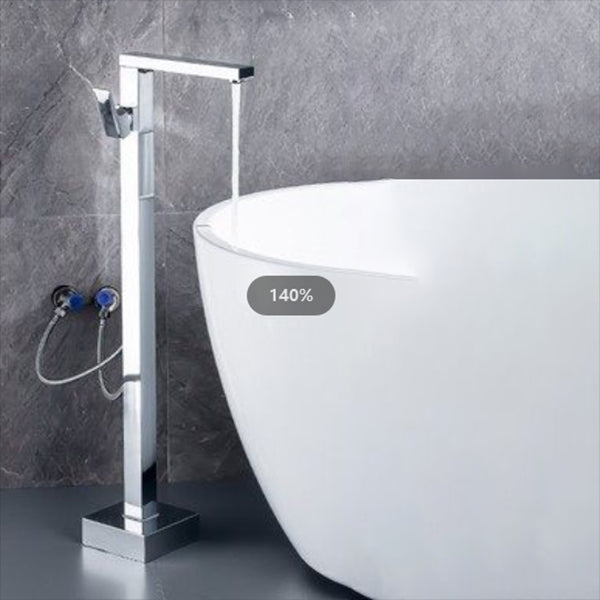 Modern Freestanding Bathtub Metal Faucet Freestanding Tub Faucet Chrome Low Radian Hand Shower Not Included Clearhalo 'Bathroom Remodel & Bathroom Fixtures' 'Bathtub Faucets' 'bathtub_faucets' 'Home Improvement' 'home_improvement' 'home_improvement_bathtub_faucets' 7111883