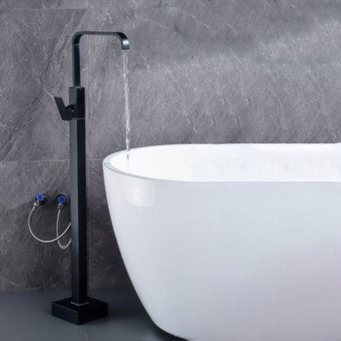 Modern Freestanding Bathtub Metal Faucet Freestanding Tub Faucet Black 7 Shape Hand Shower Not Included Clearhalo 'Bathroom Remodel & Bathroom Fixtures' 'Bathtub Faucets' 'bathtub_faucets' 'Home Improvement' 'home_improvement' 'home_improvement_bathtub_faucets' 7111886