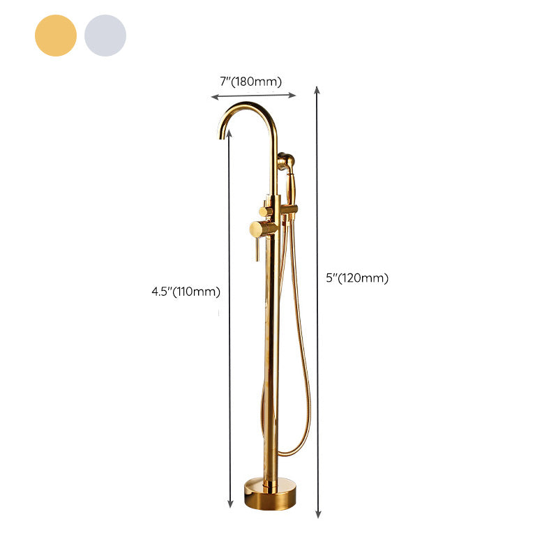 Modern Freestanding Bathtub Metal Faucet Freestanding Tub Faucet Clearhalo 'Bathroom Remodel & Bathroom Fixtures' 'Bathtub Faucets' 'bathtub_faucets' 'Home Improvement' 'home_improvement' 'home_improvement_bathtub_faucets' 7111896