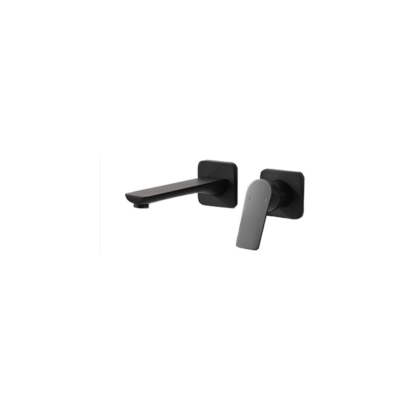 Lever Single-Handle Wall Mounted Modern Low Arc Metal Wall Mount Black Square/ Rectangle Short Clearhalo 'Bathroom Remodel & Bathroom Fixtures' 'Bathtub Faucets' 'bathtub_faucets' 'Home Improvement' 'home_improvement' 'home_improvement_bathtub_faucets' 7111903