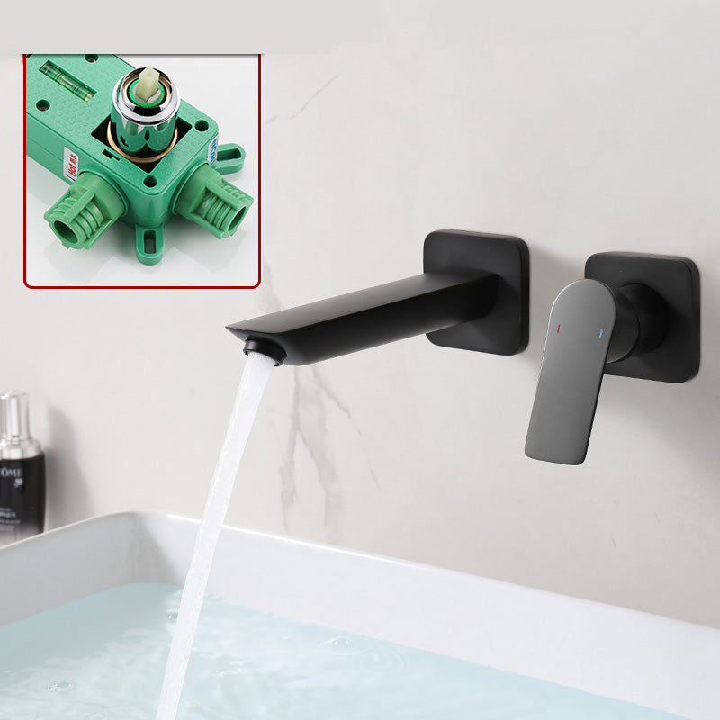 Lever Single-Handle Wall Mounted Modern Low Arc Metal Wall Mount Clearhalo 'Bathroom Remodel & Bathroom Fixtures' 'Bathtub Faucets' 'bathtub_faucets' 'Home Improvement' 'home_improvement' 'home_improvement_bathtub_faucets' 7111906