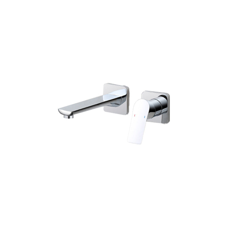 Lever Single-Handle Wall Mounted Modern Low Arc Metal Wall Mount Silver Square/ Rectangle Short Clearhalo 'Bathroom Remodel & Bathroom Fixtures' 'Bathtub Faucets' 'bathtub_faucets' 'Home Improvement' 'home_improvement' 'home_improvement_bathtub_faucets' 7111907