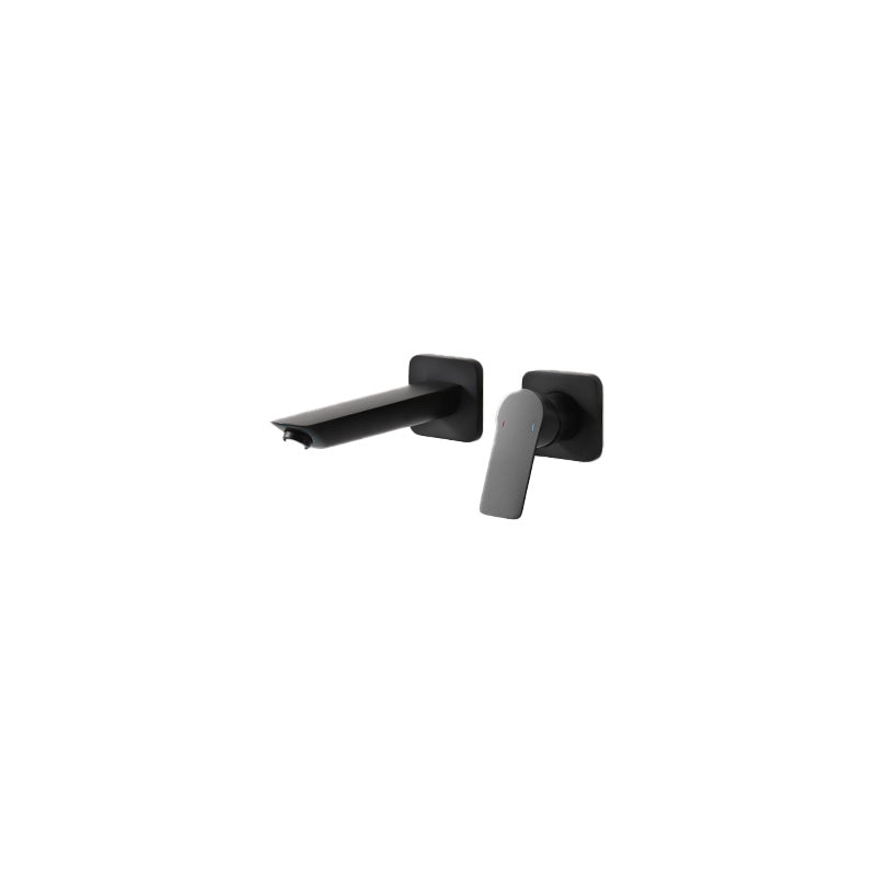 Lever Single-Handle Wall Mounted Modern Low Arc Metal Wall Mount Black Square Rectangle Middle Clearhalo 'Bathroom Remodel & Bathroom Fixtures' 'Bathtub Faucets' 'bathtub_faucets' 'Home Improvement' 'home_improvement' 'home_improvement_bathtub_faucets' 7111908