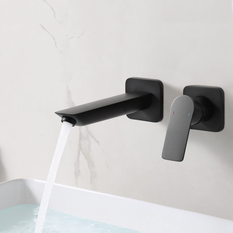 Lever Single-Handle Wall Mounted Modern Low Arc Metal Wall Mount Clearhalo 'Bathroom Remodel & Bathroom Fixtures' 'Bathtub Faucets' 'bathtub_faucets' 'Home Improvement' 'home_improvement' 'home_improvement_bathtub_faucets' 7111909