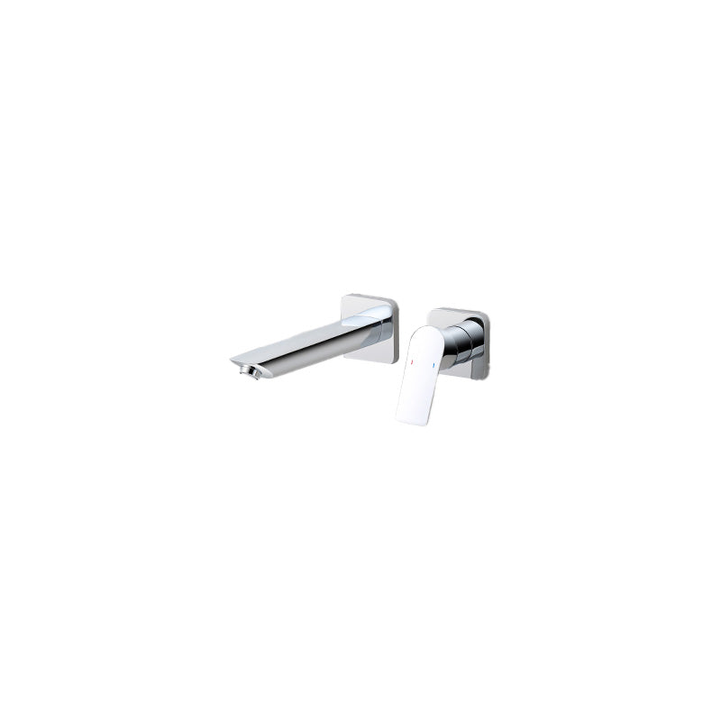 Lever Single-Handle Wall Mounted Modern Low Arc Metal Wall Mount Silver Square/ Rectangle Middle Clearhalo 'Bathroom Remodel & Bathroom Fixtures' 'Bathtub Faucets' 'bathtub_faucets' 'Home Improvement' 'home_improvement' 'home_improvement_bathtub_faucets' 7111912