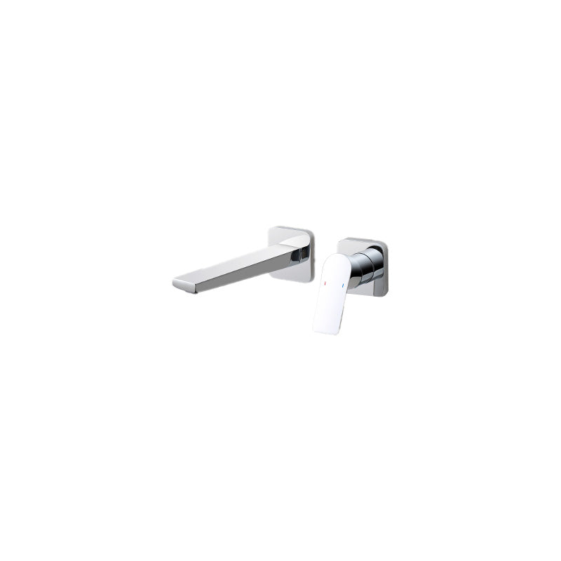 Lever Single-Handle Wall Mounted Modern Low Arc Metal Wall Mount Silver Square Rectangle Long Clearhalo 'Bathroom Remodel & Bathroom Fixtures' 'Bathtub Faucets' 'bathtub_faucets' 'Home Improvement' 'home_improvement' 'home_improvement_bathtub_faucets' 7111915