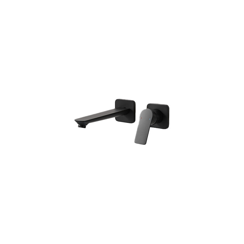 Lever Single-Handle Wall Mounted Modern Low Arc Metal Wall Mount Black Round Long Clearhalo 'Bathroom Remodel & Bathroom Fixtures' 'Bathtub Faucets' 'bathtub_faucets' 'Home Improvement' 'home_improvement' 'home_improvement_bathtub_faucets' 7111916