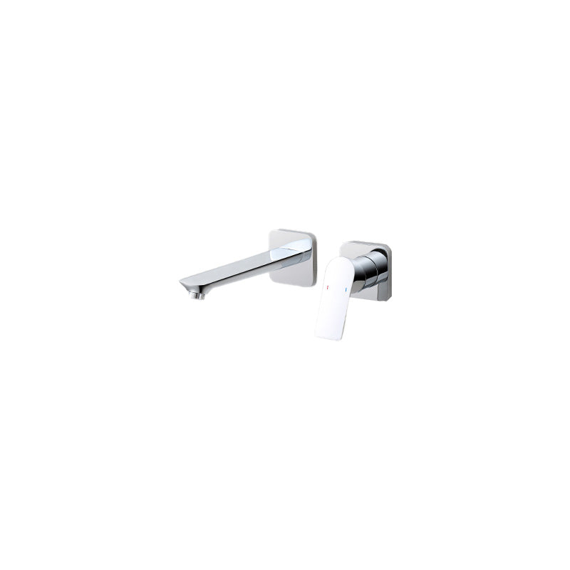 Lever Single-Handle Wall Mounted Modern Low Arc Metal Wall Mount Silver Round Long Clearhalo 'Bathroom Remodel & Bathroom Fixtures' 'Bathtub Faucets' 'bathtub_faucets' 'Home Improvement' 'home_improvement' 'home_improvement_bathtub_faucets' 7111918