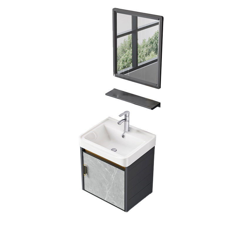 Wall Mounted Vanity Set Drawers Ceramic Sink Faucet Vanity Set with Mirror Vanity & Faucet & Mirrors 17"L x 14"W x 17"H Wall Cabinet Clearhalo 'Bathroom Remodel & Bathroom Fixtures' 'Bathroom Vanities' 'bathroom_vanities' 'Home Improvement' 'home_improvement' 'home_improvement_bathroom_vanities' 7111926