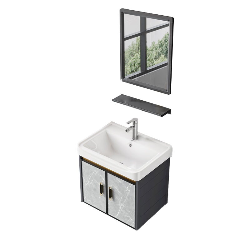 Wall Mounted Vanity Set Drawers Ceramic Sink Faucet Vanity Set with Mirror Vanity & Faucet & Mirrors Wall Cabinet Clearhalo 'Bathroom Remodel & Bathroom Fixtures' 'Bathroom Vanities' 'bathroom_vanities' 'Home Improvement' 'home_improvement' 'home_improvement_bathroom_vanities' 7111928