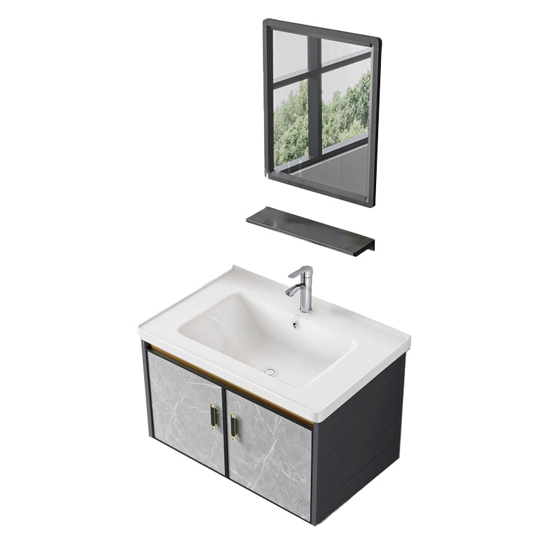 Wall Mounted Vanity Set Drawers Ceramic Sink Faucet Vanity Set with Mirror Vanity & Faucet & Mirrors Wall Cabinet Clearhalo 'Bathroom Remodel & Bathroom Fixtures' 'Bathroom Vanities' 'bathroom_vanities' 'Home Improvement' 'home_improvement' 'home_improvement_bathroom_vanities' 7111930