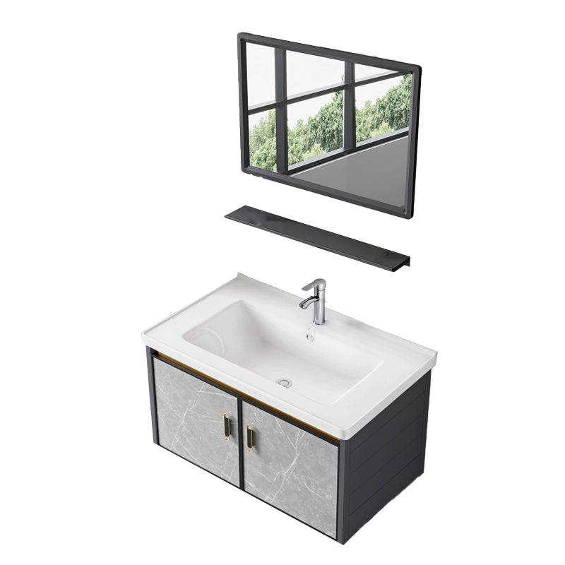 Wall Mounted Vanity Set Drawers Ceramic Sink Faucet Vanity Set with Mirror Vanity & Faucet & Mirrors Wall Cabinet Clearhalo 'Bathroom Remodel & Bathroom Fixtures' 'Bathroom Vanities' 'bathroom_vanities' 'Home Improvement' 'home_improvement' 'home_improvement_bathroom_vanities' 7111935