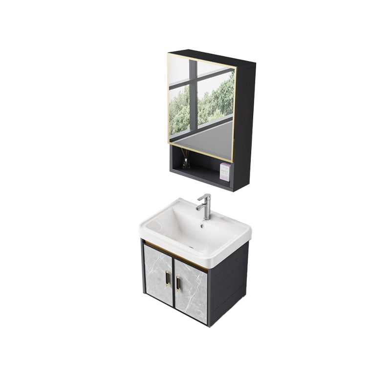 Wall Mounted Vanity Set Drawers Ceramic Sink Faucet Vanity Set with Mirror Vanity & Faucet & Mirror Cabinet Wall Cabinet Clearhalo 'Bathroom Remodel & Bathroom Fixtures' 'Bathroom Vanities' 'bathroom_vanities' 'Home Improvement' 'home_improvement' 'home_improvement_bathroom_vanities' 7111939