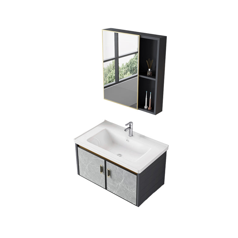 Wall Mounted Vanity Set Drawers Ceramic Sink Faucet Vanity Set with Mirror Vanity & Faucet & Mirror Cabinet Wall Cabinet Clearhalo 'Bathroom Remodel & Bathroom Fixtures' 'Bathroom Vanities' 'bathroom_vanities' 'Home Improvement' 'home_improvement' 'home_improvement_bathroom_vanities' 7111941