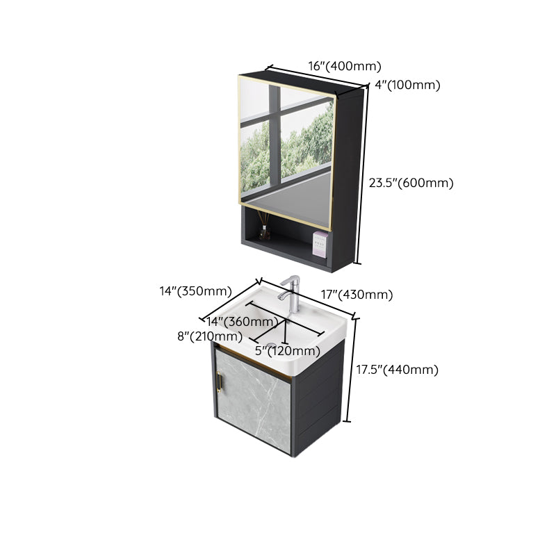 Wall Mounted Vanity Set Drawers Ceramic Sink Faucet Vanity Set with Mirror Clearhalo 'Bathroom Remodel & Bathroom Fixtures' 'Bathroom Vanities' 'bathroom_vanities' 'Home Improvement' 'home_improvement' 'home_improvement_bathroom_vanities' 7111956