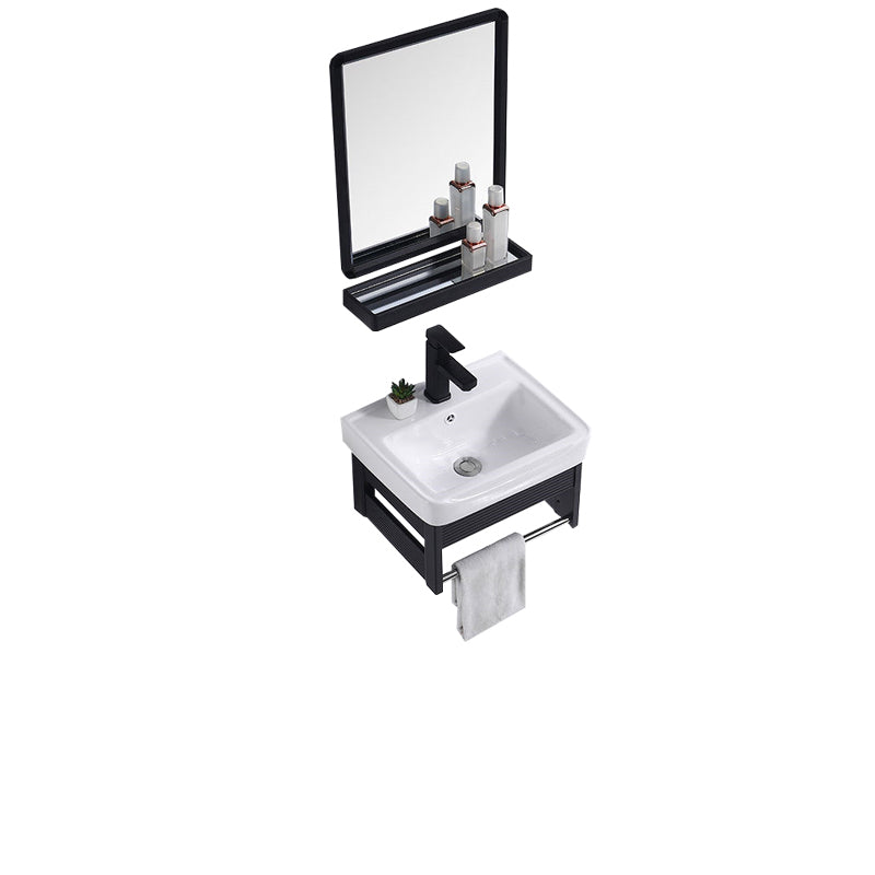 Modern Bathroom Vanity Metal Base Shelving Included Wall-Mounted Space Saver Vanity Vanity & Faucet & Mirrors 17"L x 14"W x 11"H Shelf Not Included Clearhalo 'Bathroom Remodel & Bathroom Fixtures' 'Bathroom Vanities' 'bathroom_vanities' 'Home Improvement' 'home_improvement' 'home_improvement_bathroom_vanities' 7111968