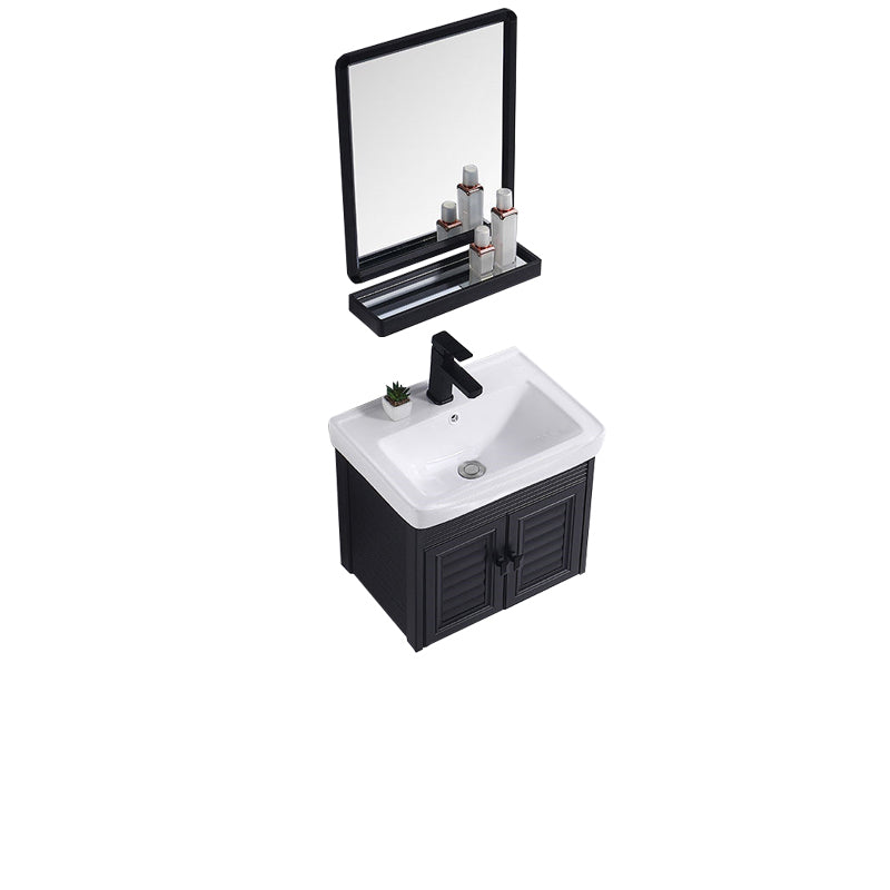 Modern Bathroom Vanity Metal Base Shelving Included Wall-Mounted Space Saver Vanity Vanity & Faucet & Mirrors 20"L x 14"W x 19"H Shelf Not Included Clearhalo 'Bathroom Remodel & Bathroom Fixtures' 'Bathroom Vanities' 'bathroom_vanities' 'Home Improvement' 'home_improvement' 'home_improvement_bathroom_vanities' 7111993