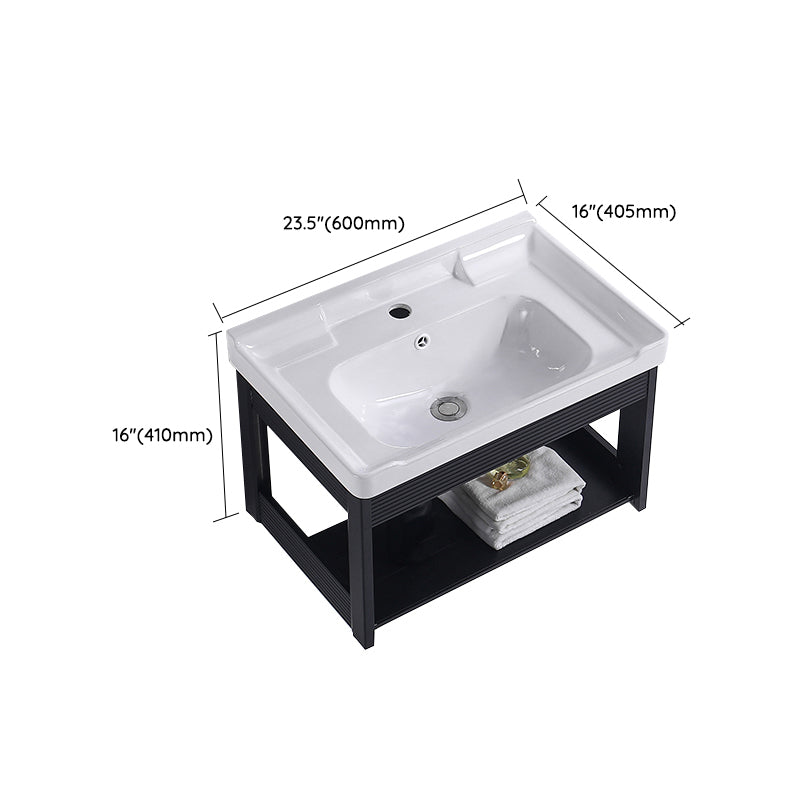 Modern Bathroom Vanity Metal Base Shelving Included Wall-Mounted Space Saver Vanity Clearhalo 'Bathroom Remodel & Bathroom Fixtures' 'Bathroom Vanities' 'bathroom_vanities' 'Home Improvement' 'home_improvement' 'home_improvement_bathroom_vanities' 7112005