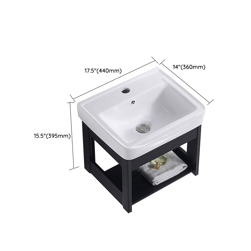 Modern Bathroom Vanity Metal Base Shelving Included Wall-Mounted Space Saver Vanity Clearhalo 'Bathroom Remodel & Bathroom Fixtures' 'Bathroom Vanities' 'bathroom_vanities' 'Home Improvement' 'home_improvement' 'home_improvement_bathroom_vanities' 7112006