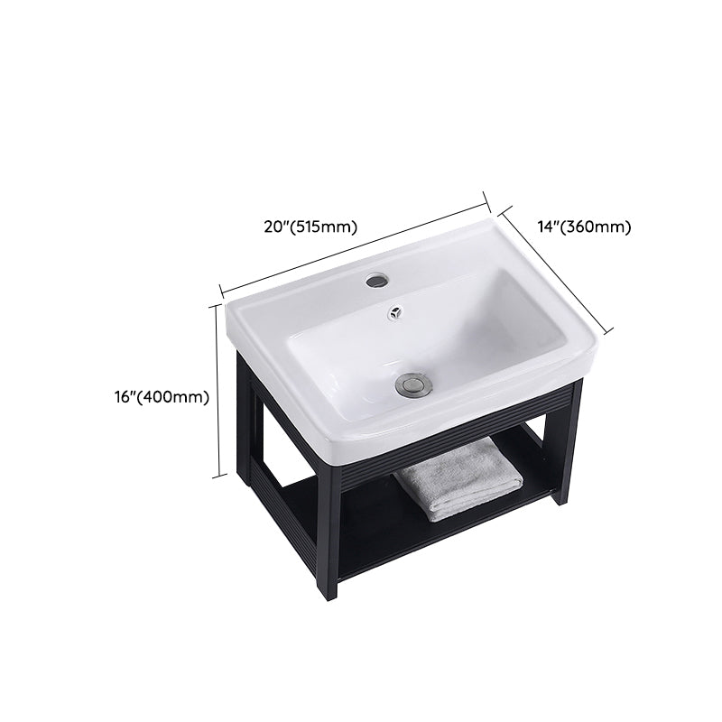 Modern Bathroom Vanity Metal Base Shelving Included Wall-Mounted Space Saver Vanity Clearhalo 'Bathroom Remodel & Bathroom Fixtures' 'Bathroom Vanities' 'bathroom_vanities' 'Home Improvement' 'home_improvement' 'home_improvement_bathroom_vanities' 7112007