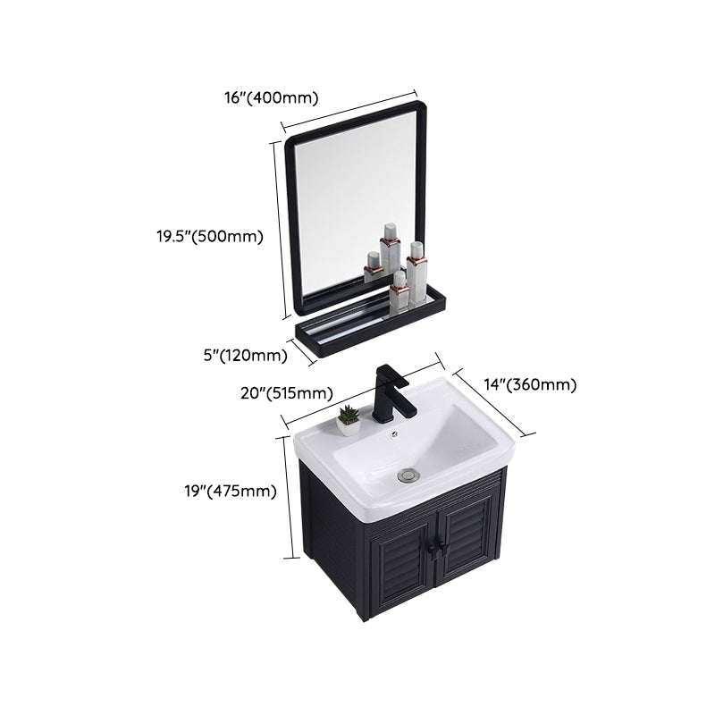 Modern Bathroom Vanity Metal Base Shelving Included Wall-Mounted Space Saver Vanity Clearhalo 'Bathroom Remodel & Bathroom Fixtures' 'Bathroom Vanities' 'bathroom_vanities' 'Home Improvement' 'home_improvement' 'home_improvement_bathroom_vanities' 7112014