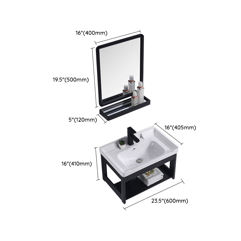 Modern Bathroom Vanity Metal Base Shelving Included Wall-Mounted Space Saver Vanity Clearhalo 'Bathroom Remodel & Bathroom Fixtures' 'Bathroom Vanities' 'bathroom_vanities' 'Home Improvement' 'home_improvement' 'home_improvement_bathroom_vanities' 7112017