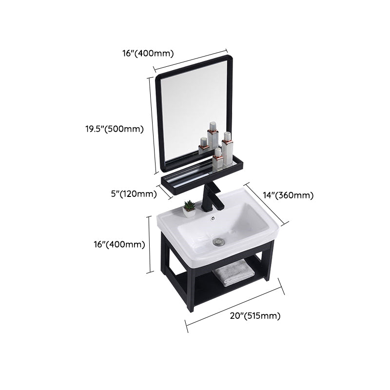 Modern Bathroom Vanity Metal Base Shelving Included Wall-Mounted Space Saver Vanity Clearhalo 'Bathroom Remodel & Bathroom Fixtures' 'Bathroom Vanities' 'bathroom_vanities' 'Home Improvement' 'home_improvement' 'home_improvement_bathroom_vanities' 7112019