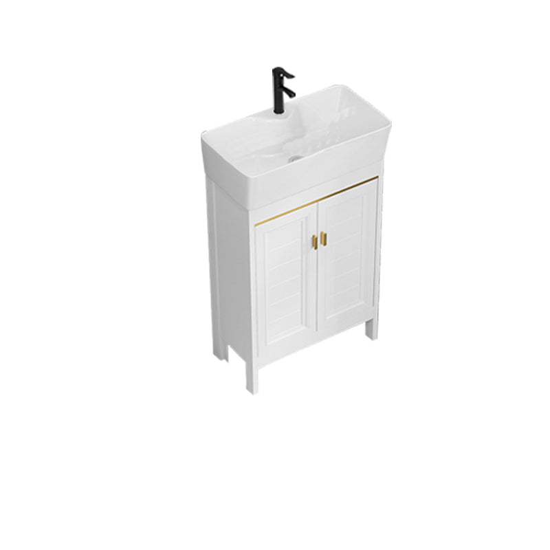 Freestanding Bathroom Vanity Metal Bathroom Sink Vanity with Sink Included Vanity & Faucet 20"L x 10"W x 34"H Clearhalo 'Bathroom Remodel & Bathroom Fixtures' 'Bathroom Vanities' 'bathroom_vanities' 'Home Improvement' 'home_improvement' 'home_improvement_bathroom_vanities' 7112040