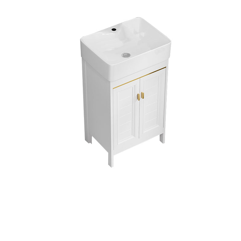 Freestanding Bathroom Vanity Metal Bathroom Sink Vanity with Sink Included Bathroom Vanity 19"L x 15"W x 34"H Clearhalo 'Bathroom Remodel & Bathroom Fixtures' 'Bathroom Vanities' 'bathroom_vanities' 'Home Improvement' 'home_improvement' 'home_improvement_bathroom_vanities' 7112041