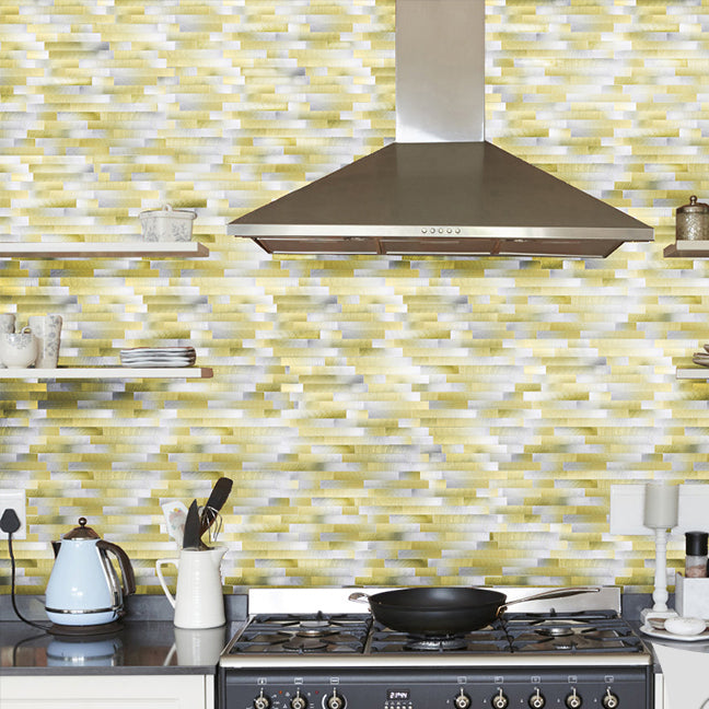 Waterproof Peel & Stick Subway Tile Square Shape Subway Tile Wallpaper Gold 10-Piece Set Clearhalo 'Flooring 'Home Improvement' 'home_improvement' 'home_improvement_peel_stick_blacksplash' 'Peel & Stick Backsplash Tile' 'peel_stick_blacksplash' 'Walls & Ceilings' Walls and Ceiling' 7112513