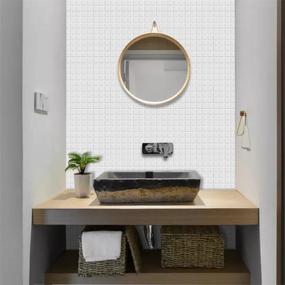 PVC Peel & Stick Mosaic Tile Square Shape Mosaic Tile Wallpaper White Clearhalo 'Flooring 'Home Improvement' 'home_improvement' 'home_improvement_peel_stick_blacksplash' 'Peel & Stick Backsplash Tile' 'peel_stick_blacksplash' 'Walls & Ceilings' Walls and Ceiling' 7112599