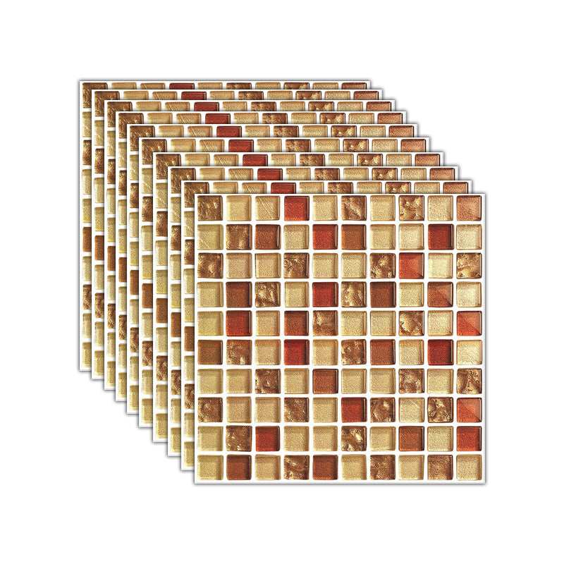 Mosaic Tile Wallpaper PVC Waterproof Peel and Stick Wall Tile with Square Shape Yellowish Red Clearhalo 'Flooring 'Home Improvement' 'home_improvement' 'home_improvement_peel_stick_blacksplash' 'Peel & Stick Backsplash Tile' 'peel_stick_blacksplash' 'Walls & Ceilings' Walls and Ceiling' 7112626