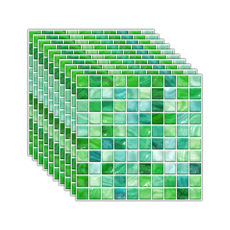 Mosaic Tile Wallpaper PVC Waterproof Peel and Stick Wall Tile with Square Shape Green Clearhalo 'Flooring 'Home Improvement' 'home_improvement' 'home_improvement_peel_stick_blacksplash' 'Peel & Stick Backsplash Tile' 'peel_stick_blacksplash' 'Walls & Ceilings' Walls and Ceiling' 7112629