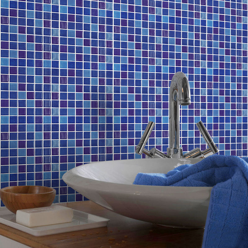 Mosaic Tile Wallpaper PVC Waterproof Peel and Stick Wall Tile with Square Shape Dark Blue 12" x 12" 100-Piece Set Clearhalo 'Flooring 'Home Improvement' 'home_improvement' 'home_improvement_peel_stick_blacksplash' 'Peel & Stick Backsplash Tile' 'peel_stick_blacksplash' 'Walls & Ceilings' Walls and Ceiling' 7112630