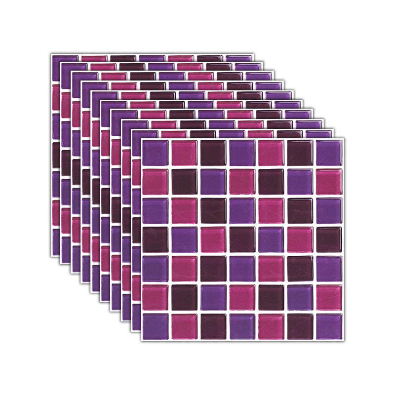 Mosaic Tile Wallpaper PVC Waterproof Peel and Stick Wall Tile with Square Shape Purple Clearhalo 'Flooring 'Home Improvement' 'home_improvement' 'home_improvement_peel_stick_blacksplash' 'Peel & Stick Backsplash Tile' 'peel_stick_blacksplash' 'Walls & Ceilings' Walls and Ceiling' 7112634