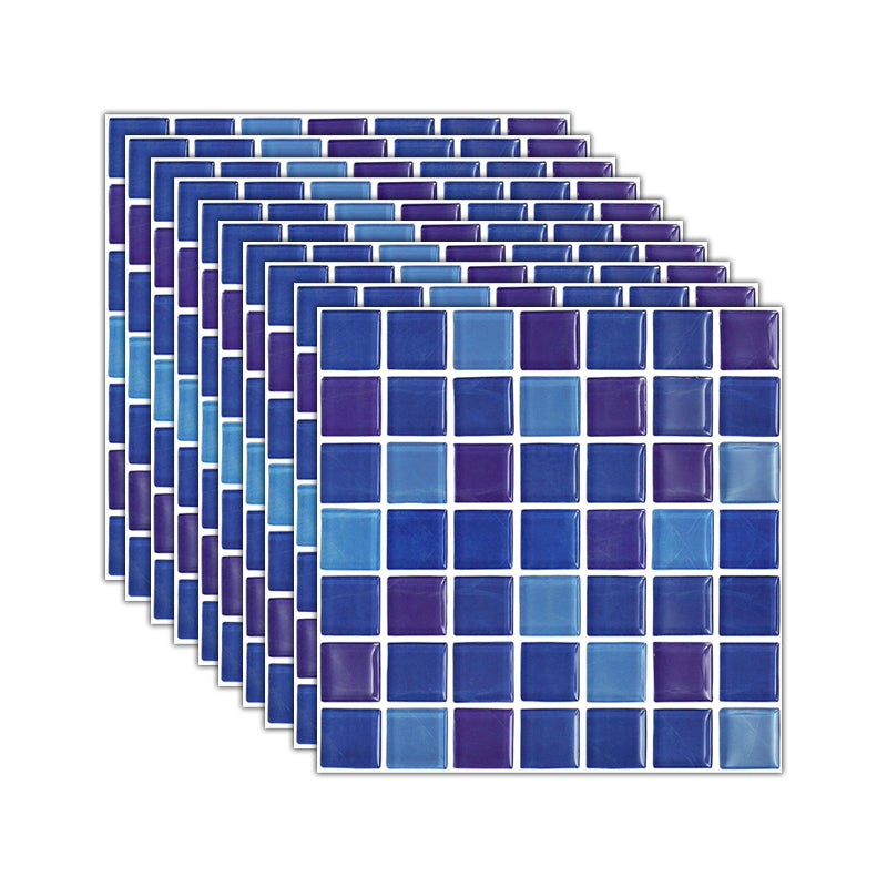 Mosaic Tile Wallpaper PVC Waterproof Peel and Stick Wall Tile with Square Shape Dark Blue Clearhalo 'Flooring 'Home Improvement' 'home_improvement' 'home_improvement_peel_stick_blacksplash' 'Peel & Stick Backsplash Tile' 'peel_stick_blacksplash' 'Walls & Ceilings' Walls and Ceiling' 7112635