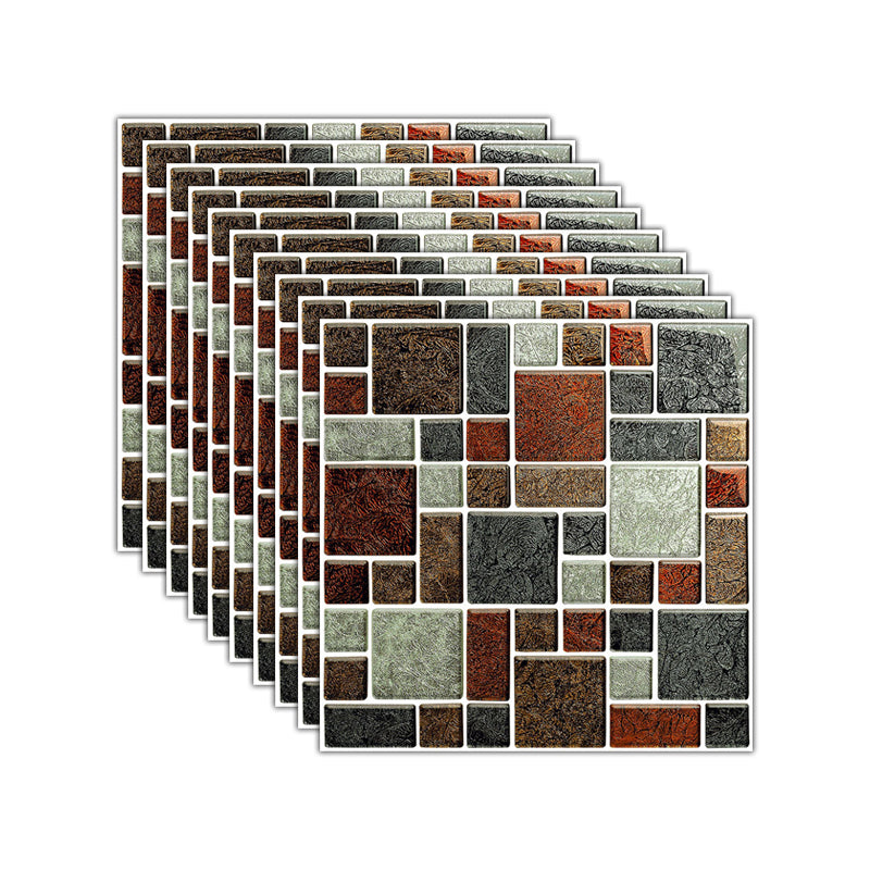 Mosaic Tile Wallpaper PVC Waterproof Peel and Stick Wall Tile with Square Shape Green Gray Clearhalo 'Flooring 'Home Improvement' 'home_improvement' 'home_improvement_peel_stick_blacksplash' 'Peel & Stick Backsplash Tile' 'peel_stick_blacksplash' 'Walls & Ceilings' Walls and Ceiling' 7112640