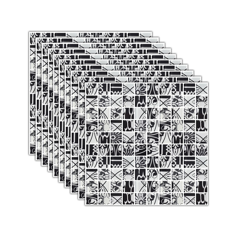 Mosaic Tile Wallpaper PVC Waterproof Peel and Stick Wall Tile with Square Shape Black White Clearhalo 'Flooring 'Home Improvement' 'home_improvement' 'home_improvement_peel_stick_blacksplash' 'Peel & Stick Backsplash Tile' 'peel_stick_blacksplash' 'Walls & Ceilings' Walls and Ceiling' 7112643