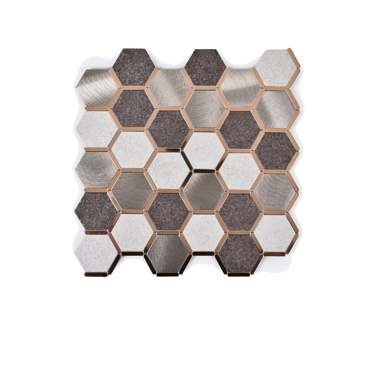 Mosaic Tile Wallpaper Hexagonal Shape Peel and Stick Backsplash Dark Gray Clearhalo 'Flooring 'Home Improvement' 'home_improvement' 'home_improvement_peel_stick_blacksplash' 'Peel & Stick Backsplash Tile' 'peel_stick_blacksplash' 'Walls & Ceilings' Walls and Ceiling' 7112667