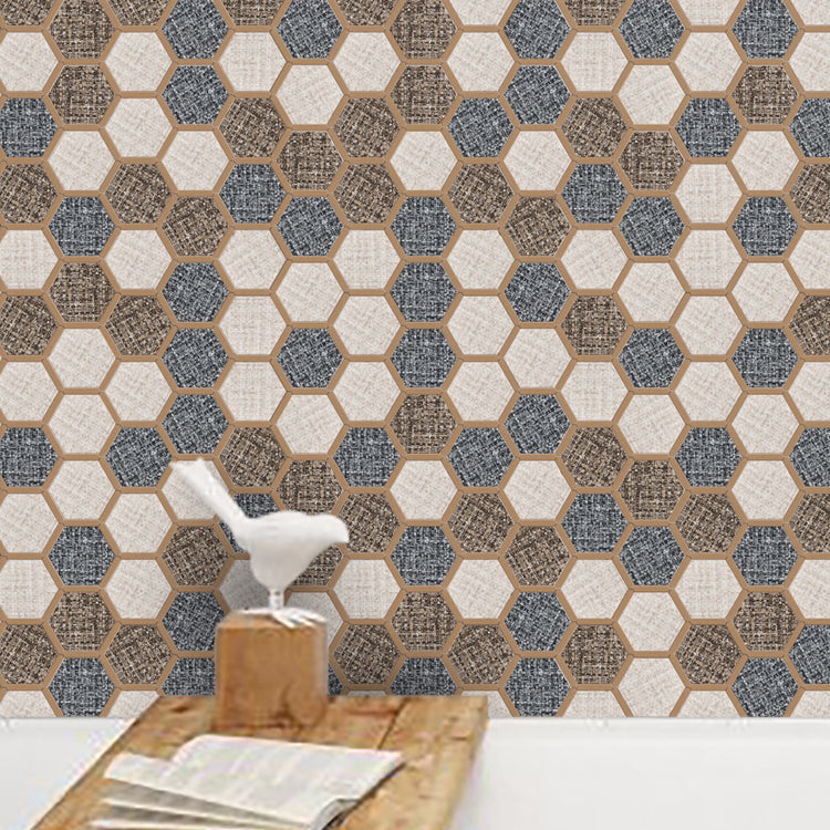 Mosaic Tile Wallpaper Hexagonal Shape Peel and Stick Backsplash Brown Grey 10-Piece Set Clearhalo 'Flooring 'Home Improvement' 'home_improvement' 'home_improvement_peel_stick_blacksplash' 'Peel & Stick Backsplash Tile' 'peel_stick_blacksplash' 'Walls & Ceilings' Walls and Ceiling' 7112668