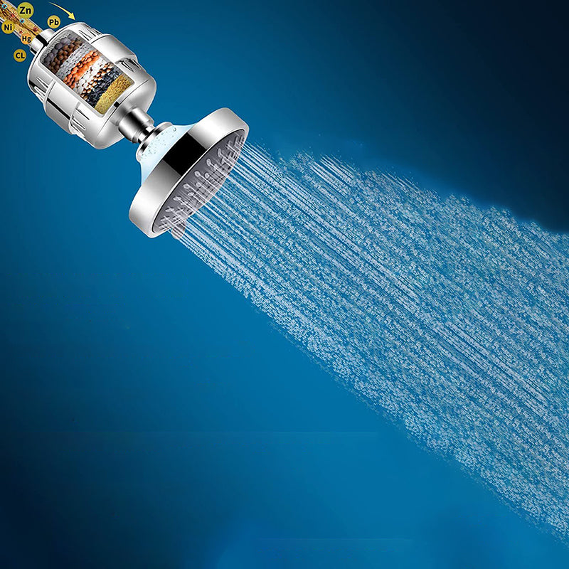 5 Sprays Shower Head Wall-Mount Silver Round Fixed Shower Head Clearhalo 'Bathroom Remodel & Bathroom Fixtures' 'Home Improvement' 'home_improvement' 'home_improvement_shower_heads' 'Shower Heads' 'shower_heads' 'Showers & Bathtubs Plumbing' 'Showers & Bathtubs' 7112741