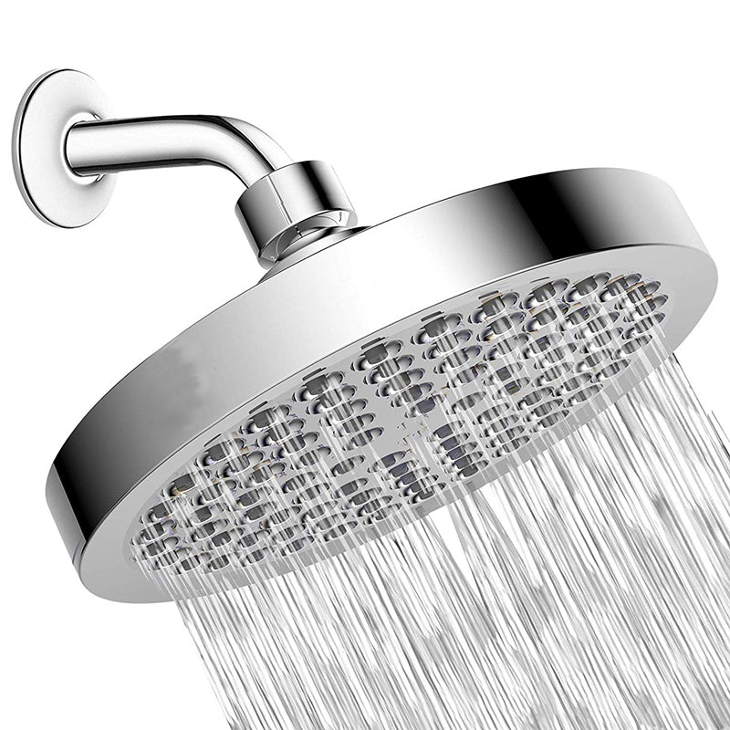 Contemporary Round Fixed Shower Head Wall-Mount Silver Shower Head Clearhalo 'Bathroom Remodel & Bathroom Fixtures' 'Home Improvement' 'home_improvement' 'home_improvement_shower_heads' 'Shower Heads' 'shower_heads' 'Showers & Bathtubs Plumbing' 'Showers & Bathtubs' 7112748