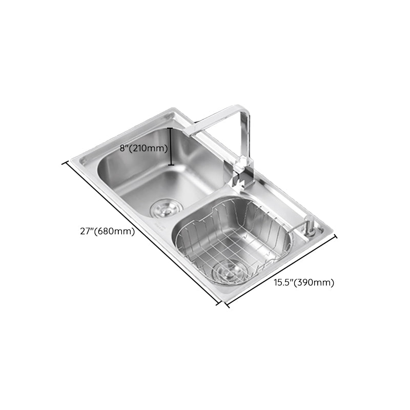 Dirt Resistant Kitchen Double Sink Stainless Steel Drop-In Kitchen Sink Clearhalo 'Home Improvement' 'home_improvement' 'home_improvement_kitchen_sinks' 'Kitchen Remodel & Kitchen Fixtures' 'Kitchen Sinks & Faucet Components' 'Kitchen Sinks' 'kitchen_sinks' 7113062