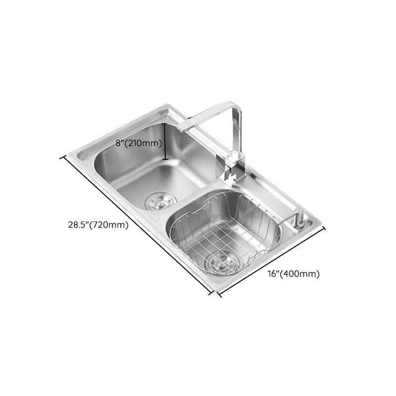 Dirt Resistant Kitchen Double Sink Stainless Steel Drop-In Kitchen Sink Clearhalo 'Home Improvement' 'home_improvement' 'home_improvement_kitchen_sinks' 'Kitchen Remodel & Kitchen Fixtures' 'Kitchen Sinks & Faucet Components' 'Kitchen Sinks' 'kitchen_sinks' 7113066